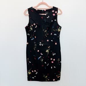 VTG‎ 90s Teddi Dresses Floral Sheath Dress Black Size 8 Cottage Romantic Retro